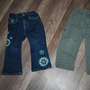 Gap Embroidered Denim Jeans & Carters Cargo Sz 2T
